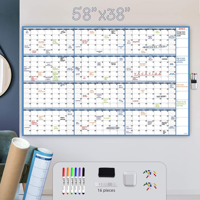 Large Dry Erase Wall Calendar, Blank Undated Yearly Calendar, Whiteboard  Premium | eBay