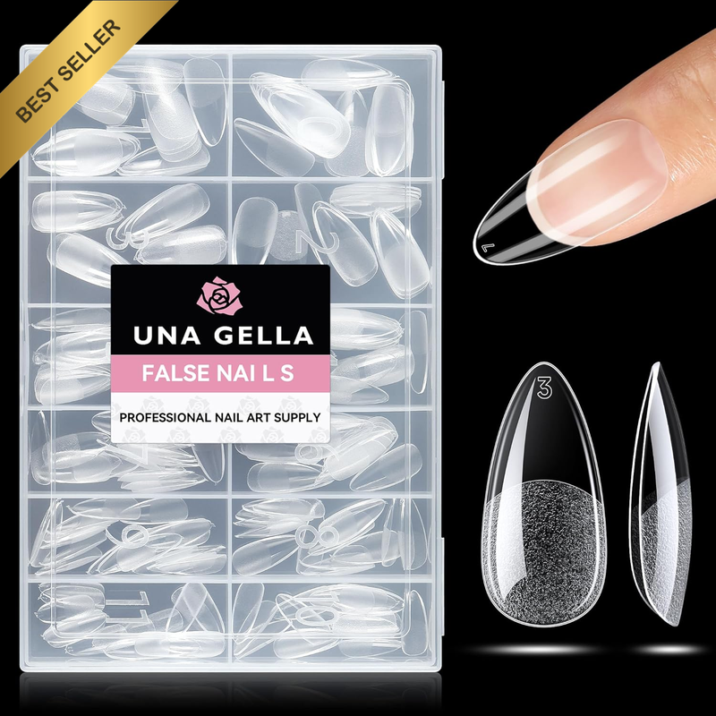 Almond Nail Tips 216Pcs Press on Nails Pre-Shape Nails Tips for Full Cover Acryl