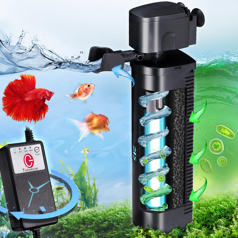 290GPH Aquarium U-V Filter with Timer for 40-150 Gallon Fish