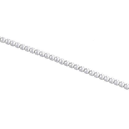 Pre-owned Jfl Diamonds & Timepieces 14k White Gold 2.50mm Diamond Cut Textured 3d Moon Cut Bead Link Bracelet 7.50"