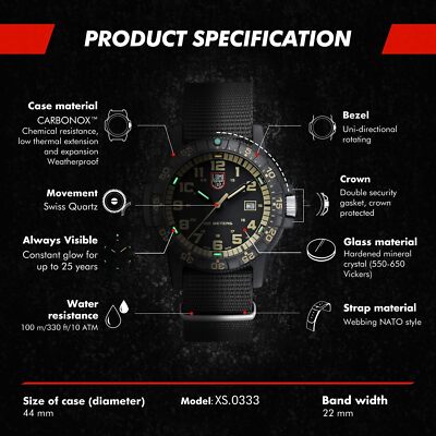 Pre-owned Luminox Men's Xs.0333 Leatherback Matte Black Sea Turtle Giant Fashion Watch