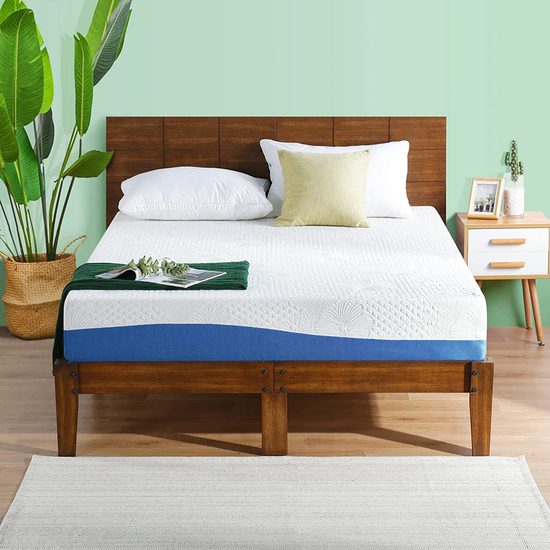 Olee Sleep Aquarius 10-Inch Memory Foam Mattress in Blue, Qu