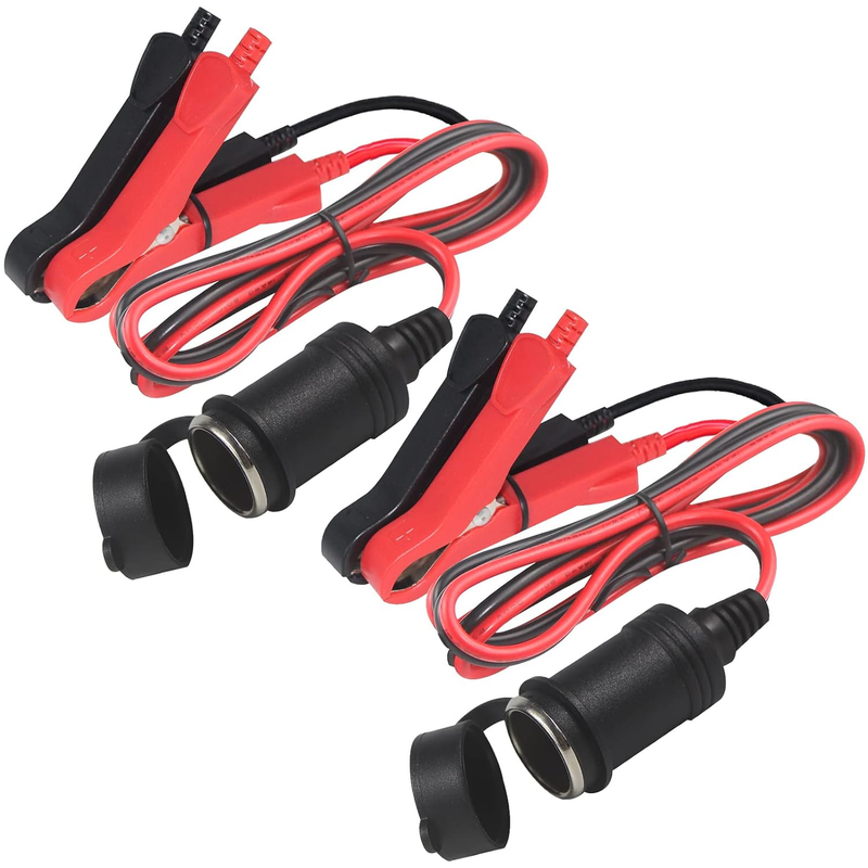 12V Auto Cigarette Lighter Socket to Battery Alligator Clips Power Cable Charger