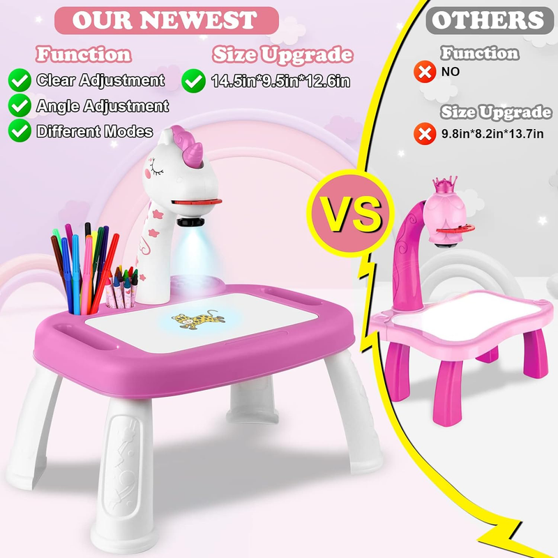 Drawing Projector for Kids, Drawing Board with Music, Color Pens, Pencils, Crayo