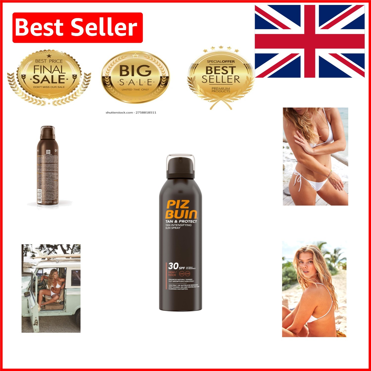 Water-Resistant Tan Intensifying Sun Spray SPF 30 - 150ml for All Skin Types