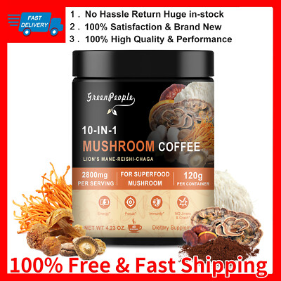 10 in 1 Mushroom Instant Coffee /Lion's Mane Reishi-Chaga/8.8 Oz/Best By 03/2026