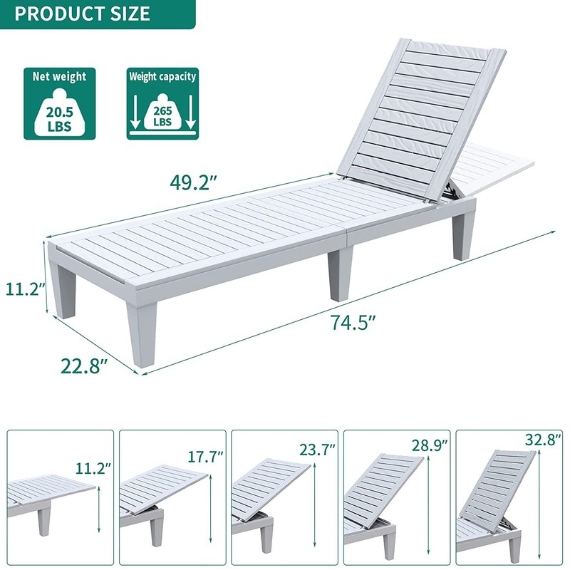 Outdoor Patio Sun Recliner Beach Pool 1pc White