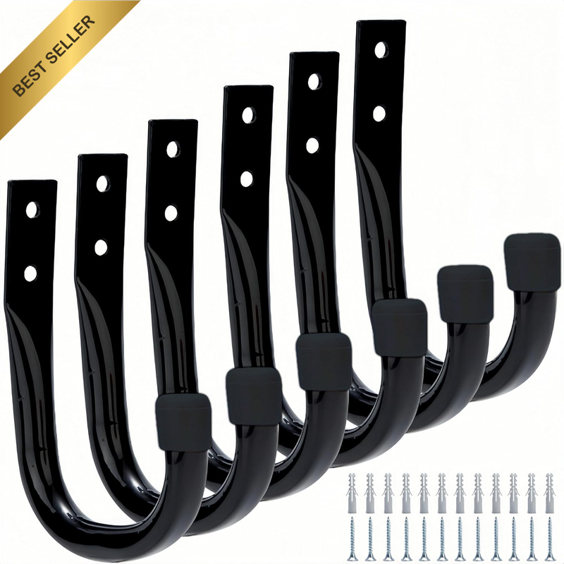 6 Pcs Heavy Duty Steel Garage Storage Utility Hooks, Garden Tool Utility Hooks,W