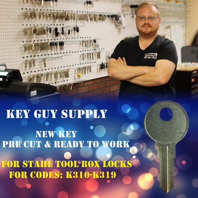 K310-K319. Replacement Stahl Truck Toolbox Key. Cut to code, Licensed Locksmith.