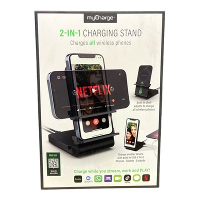 Подставка для зарядки MyCharge 2-в-1 с беспроводной зарядной поверхностью мощностью 15 Вт и зарядкой мощностью 20 Вт