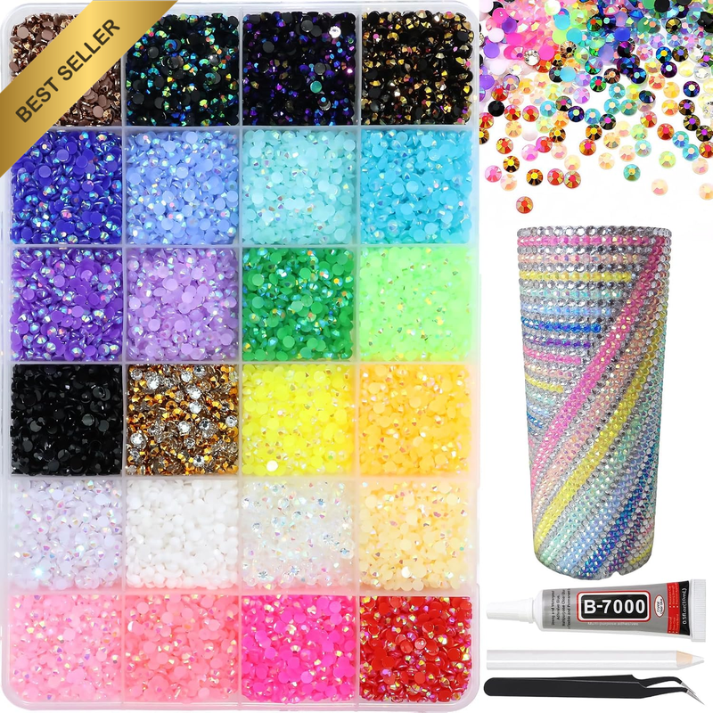 30000Pcs Resin Jelly Rhinestones for Crafting Bedazzling,24 Color Rhinestones fo