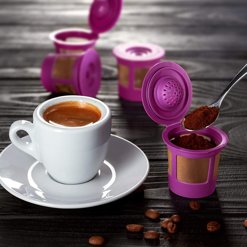 4 Reusable K Cups for Keurig Coffee Makers - BPA Free Universal Fit Purple Refi