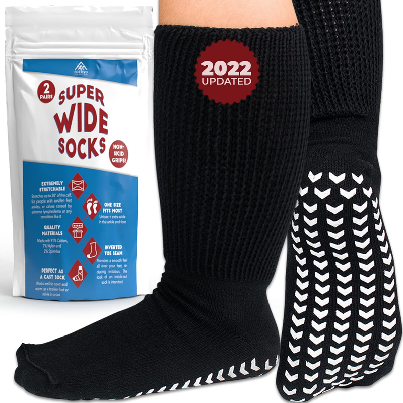 For Swollen Feet, Extra Wide Bariatric Socks, Non Slip Cast Soc