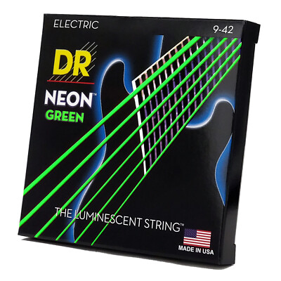 DR Strings Hi-Def Neon Green Colored Electric Guitar Strings: Light 9-42