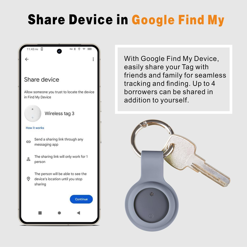 Bluetooth Tracker Android, Air Smart Tag Compatible with Google Find My (Android