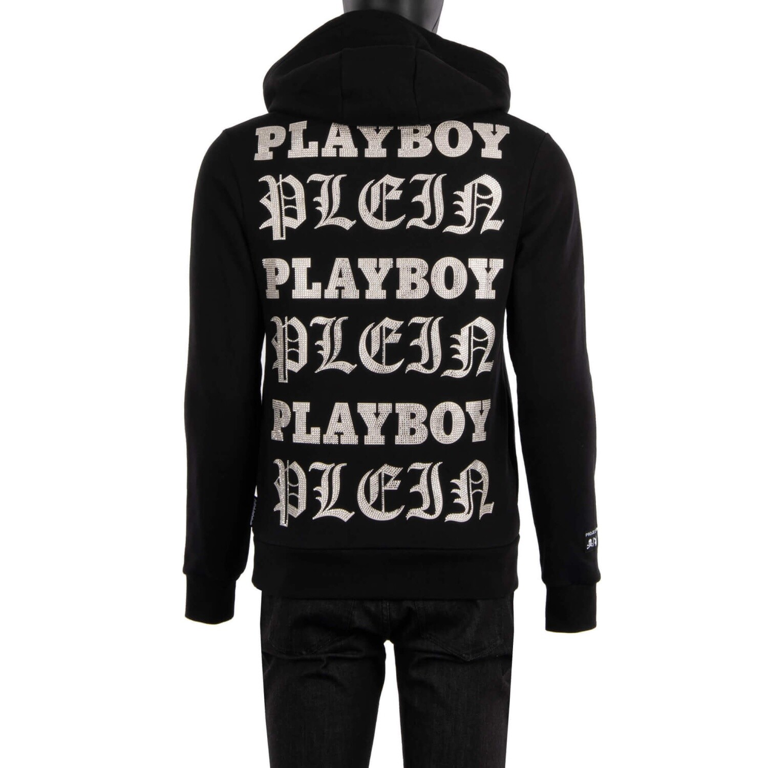 Pre-owned Philipp Plein X Playboy V. Silvstedt Cover Crystals Hoodie Sweater Black 08358