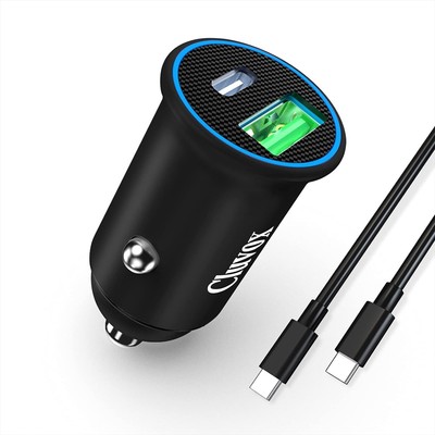 Cluvox USB C Fast Car Charger, 25W PD&QC 3.0 Dual Port Compatible for iPhone