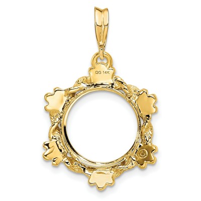 Pre-owned Jewelry Stores Network 1919-1948 Mexico 2 Dos Peso Prong Set Clam Shell Motif Coin Bezel In 14k Gold