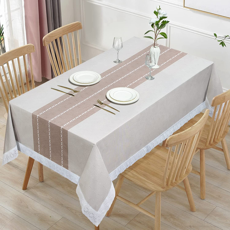 100% Waterproof Rectangle Vinyl Tablecloth Flannel Backed PVC Table Cloth Oil