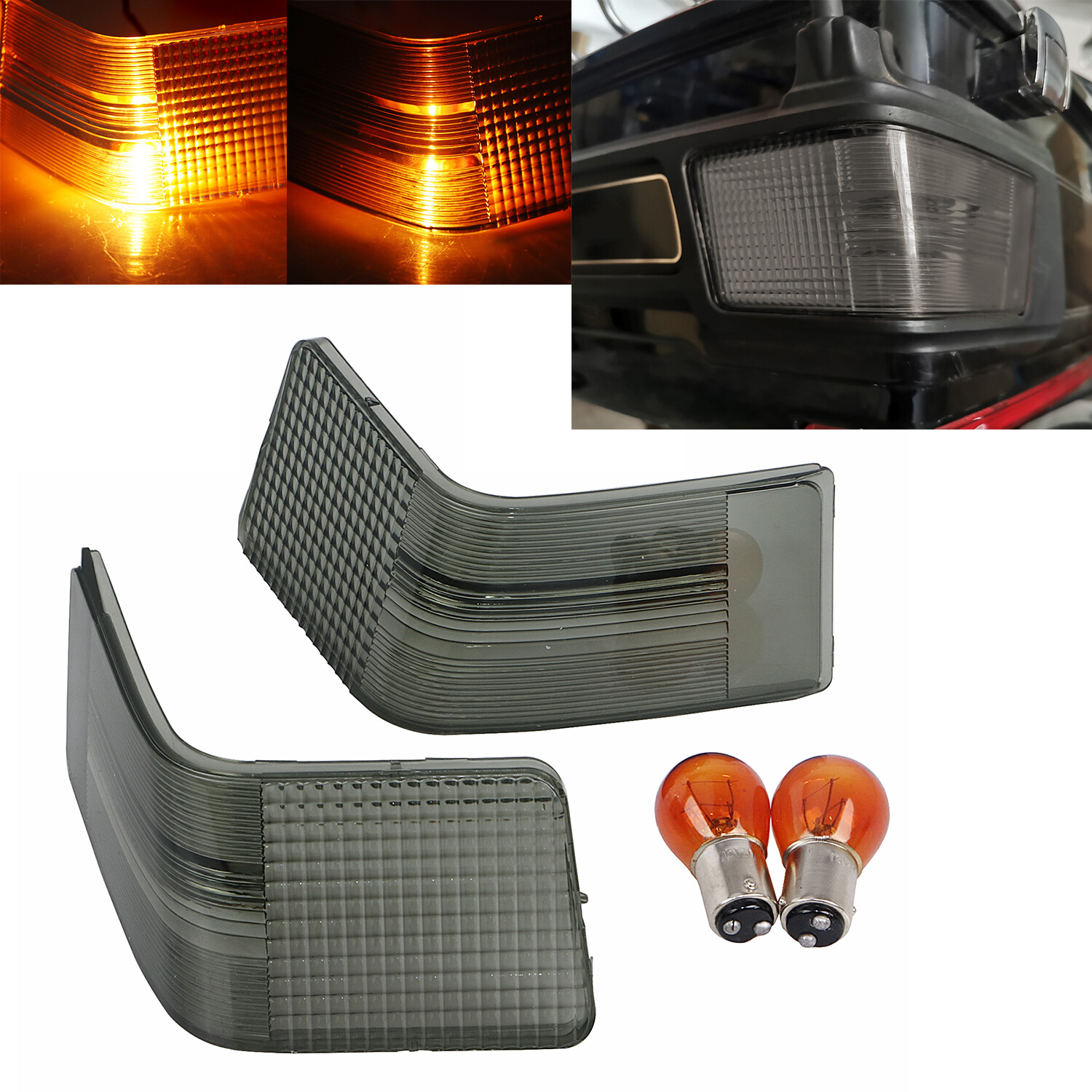 1 Pair Smoke Tour Pak Lens Cover W/Amber bulbs Kit For 1 Pair Smoke Tour Pak Lens Cover W/Amber bulbs Kit For