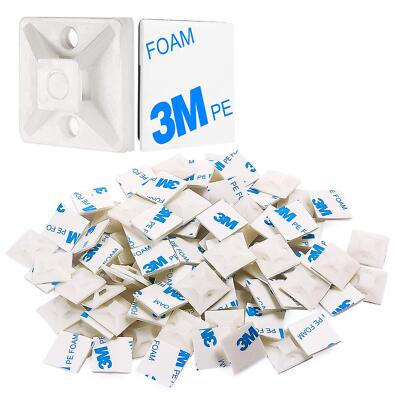 100 PCS 3/4'' White Self Adhesive Cable Zip Tie Mounts Wire Cable Clips Holder...