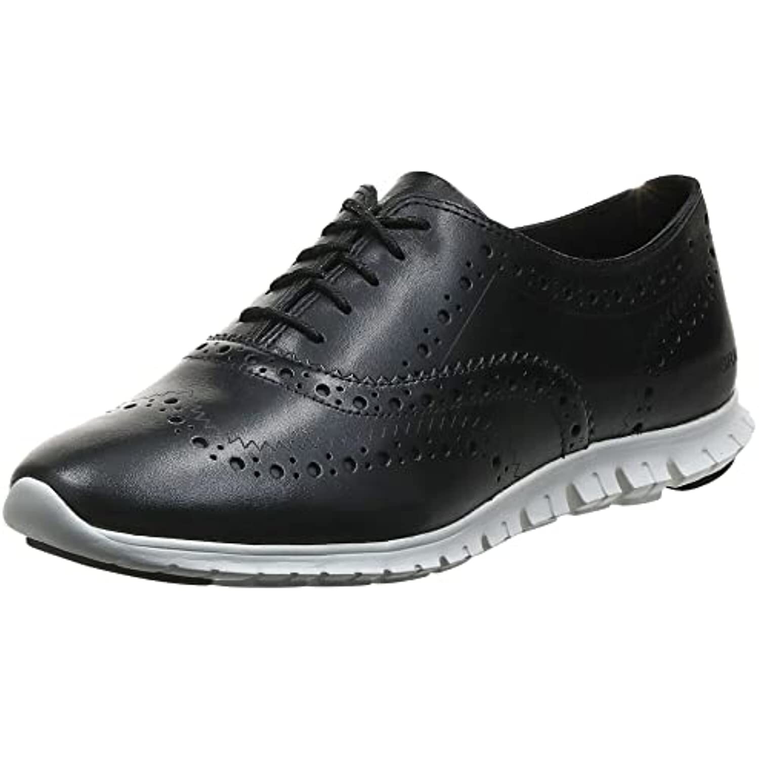 Cole Haan Women Zerogrand Wing Oxford Flat W18202 Leather Black White Size 5.5 M