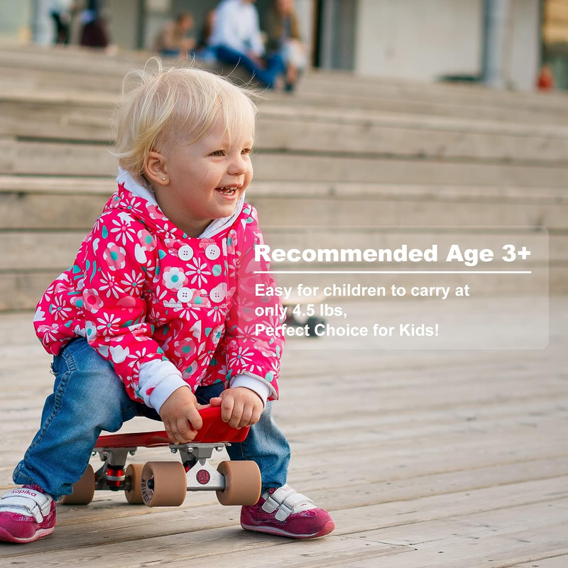 Mini Cruiser Skateboard for Kids, Beginners, and Adults - Lightweight and Portab