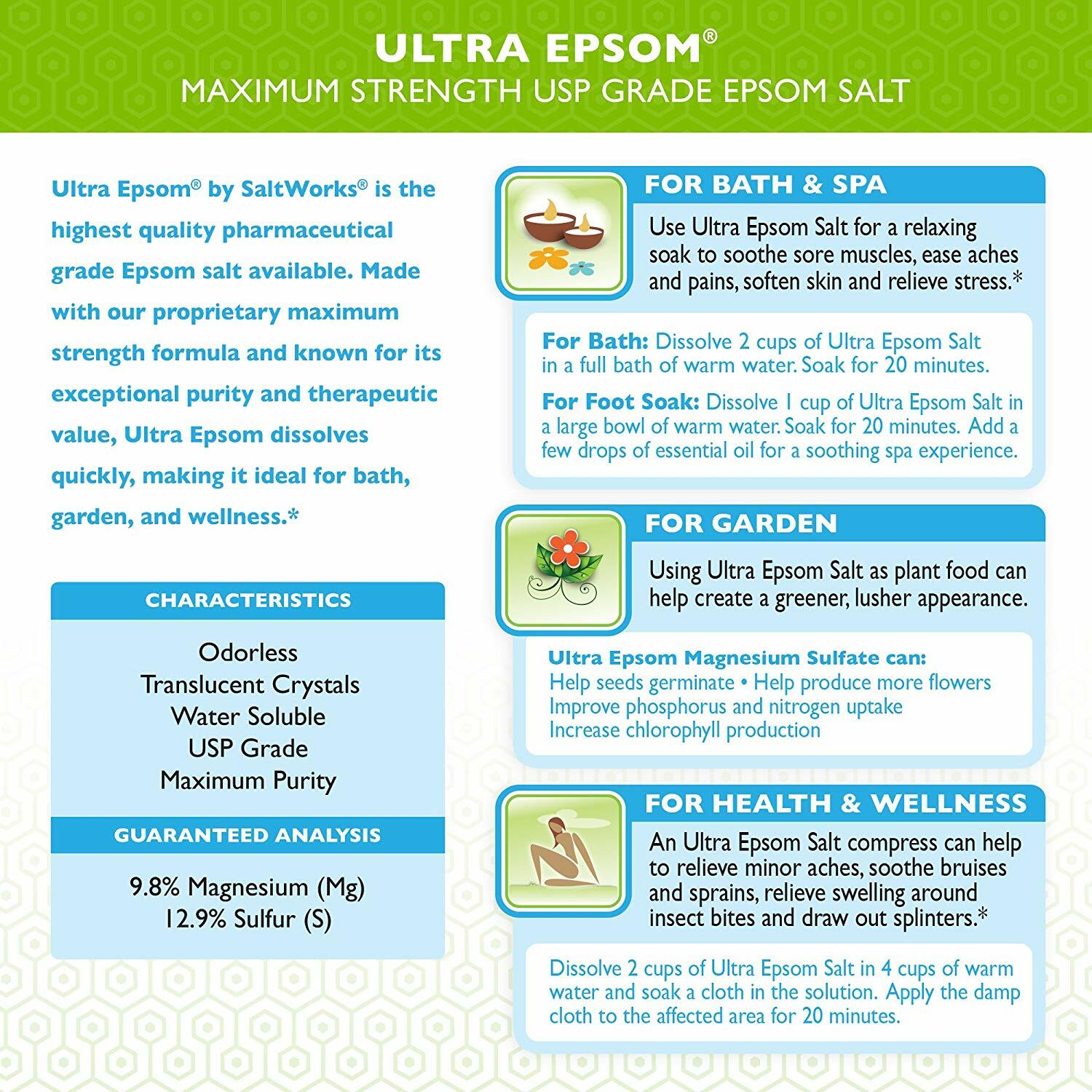 Ultra Epsom Premium Epsom Salt, Medium - 25 lb Bag