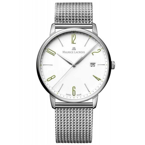 Pre-owned Maurice Lacroix El1118-ss00s-120-d Men's Eliros White Dial Quartz Watch