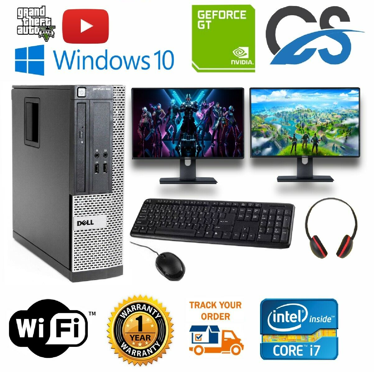 FAST Dell / HP Gaming PC Computer Desktop Bundle i7 8GB 1TB