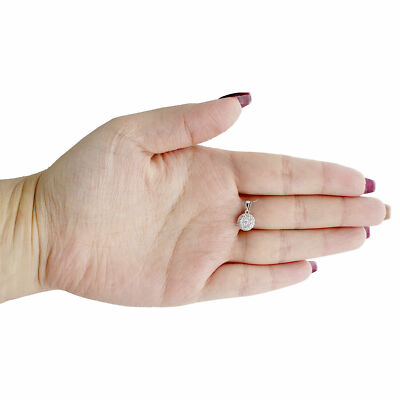 Pre-owned Gnd Atlanta 10k White Gold Round Cut Diamond Circle Halo Pendant 0.60" Cluster Charm 1/4 Ct.