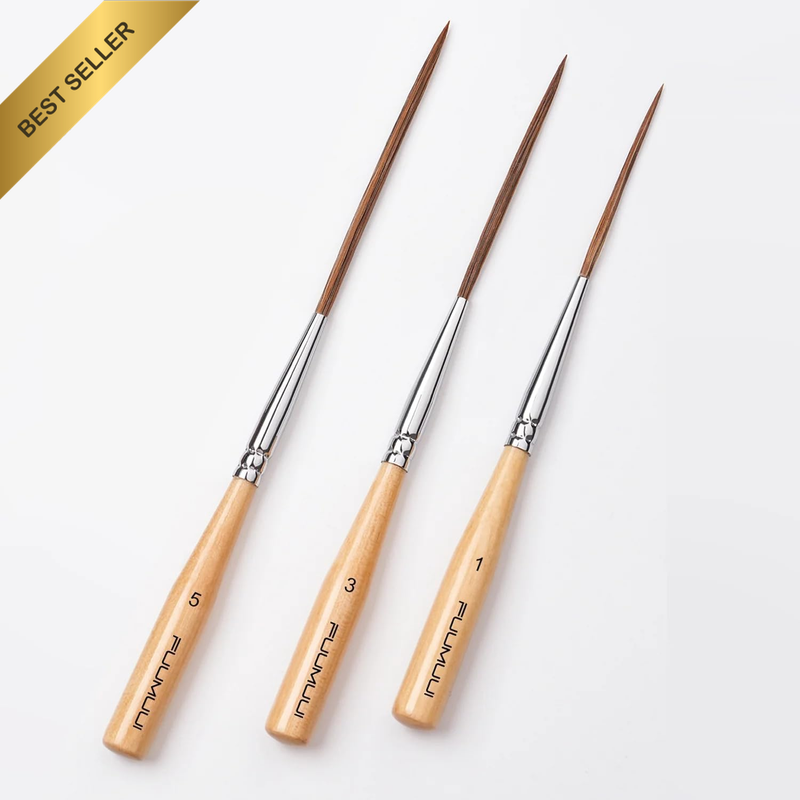 Extra Long Liner Paint Brushes - 3Pcs Ox Ear Hair Artist Rigger Paint Brushes fo