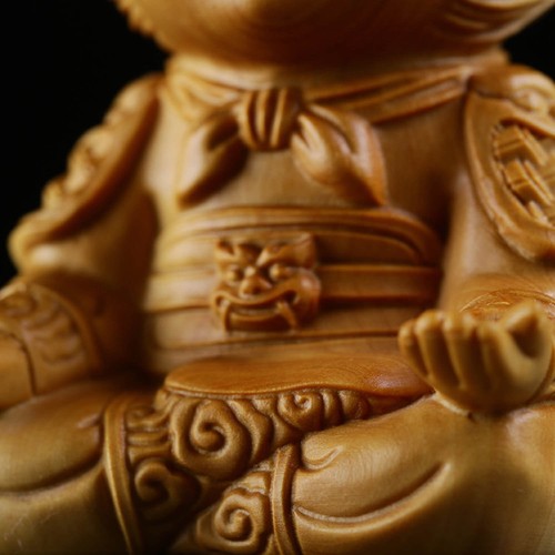 signed by the artist One hand carved boxwood ojime: Monkey symbol of prosperity and wisdom wood monkey bead year of the monkey