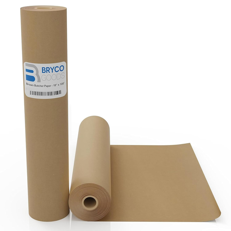 Brown Kraft Butcher Paper Roll - 18 Inch x 100 Feet - Food-Grade Paper for Wrapp