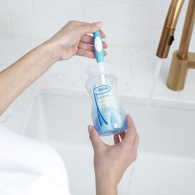 Reusable Sponge Baby Bottle Cleaning Brush with Suction Cup Stand, Scrubber and