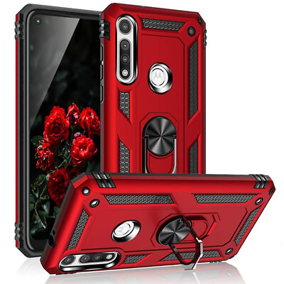 For Motorola Moto G Fast Ring Case Cover Magnetic Metal Stand +Tempered Glass