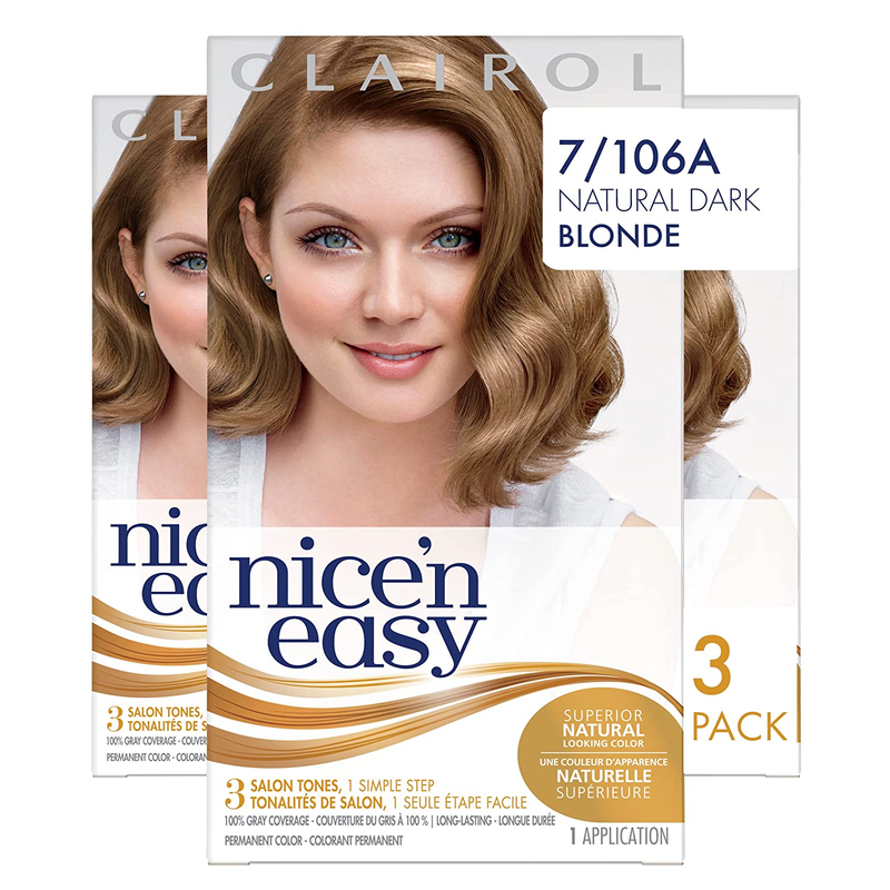 Clairol Nice'N Easy Liquid Permanent Hair Dye, 7 Dark Blonde Hair Color, 3 Count