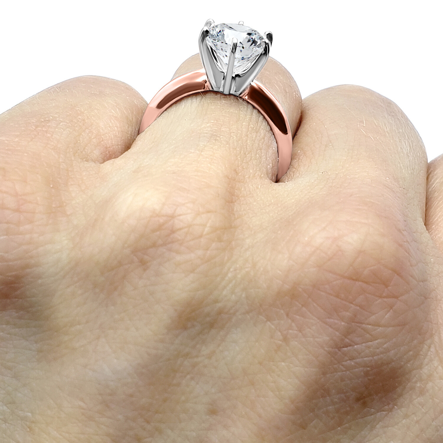 Pre-owned Swarovski Cz Cubic Zirconia Solitaire Ring 14k Rose Gold 2 Carat 6 Prong Engagement In Clear