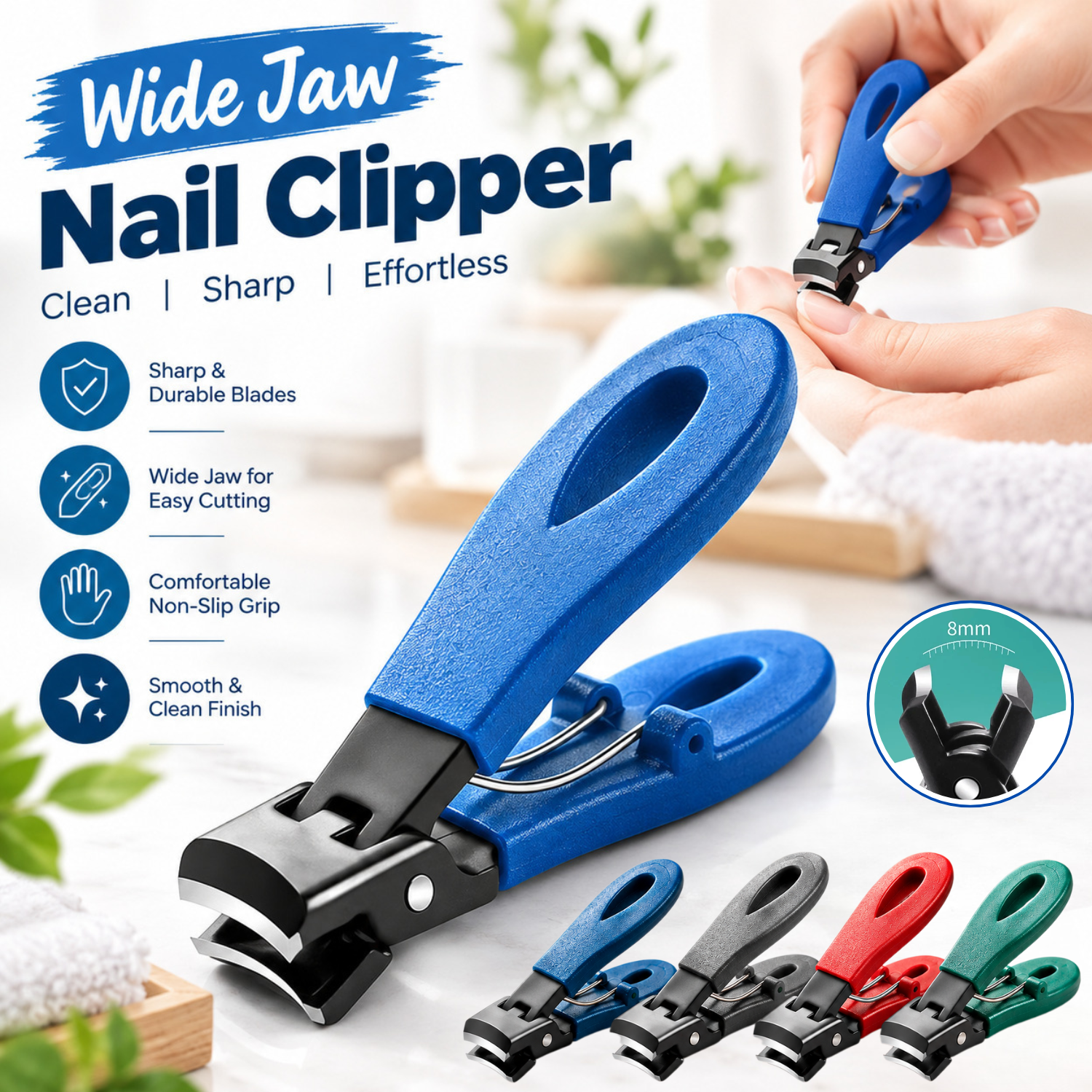 Large Jaw 8mm Nail Clipper Thick Hard Nail Cutter Stainless Steel Manicure Tools
