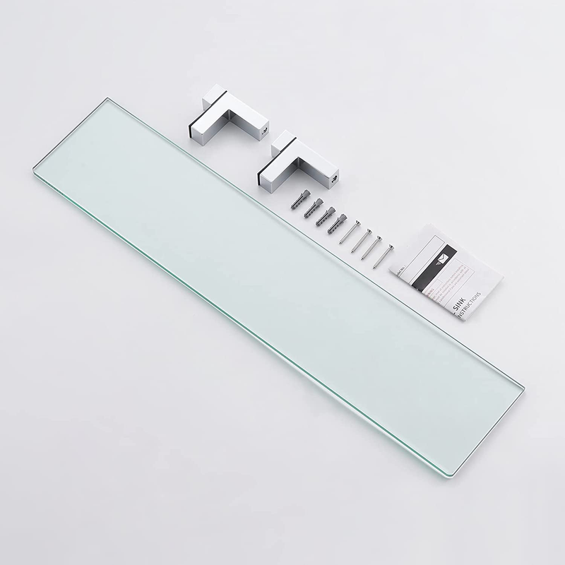 KES Bathroom Shelf 24 Inch Glass Shelf Wall Mounted Tempered Glass Shelf Polishe