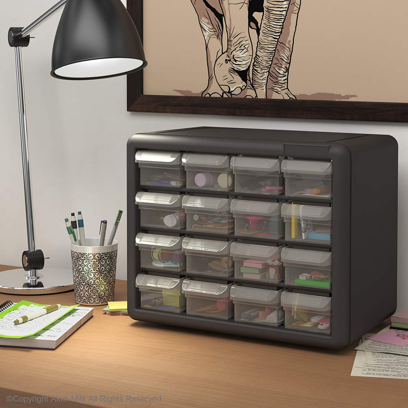 16 Drawers Plastic Parts Cabinet Hardware Organizer Craft Storage Container Bin