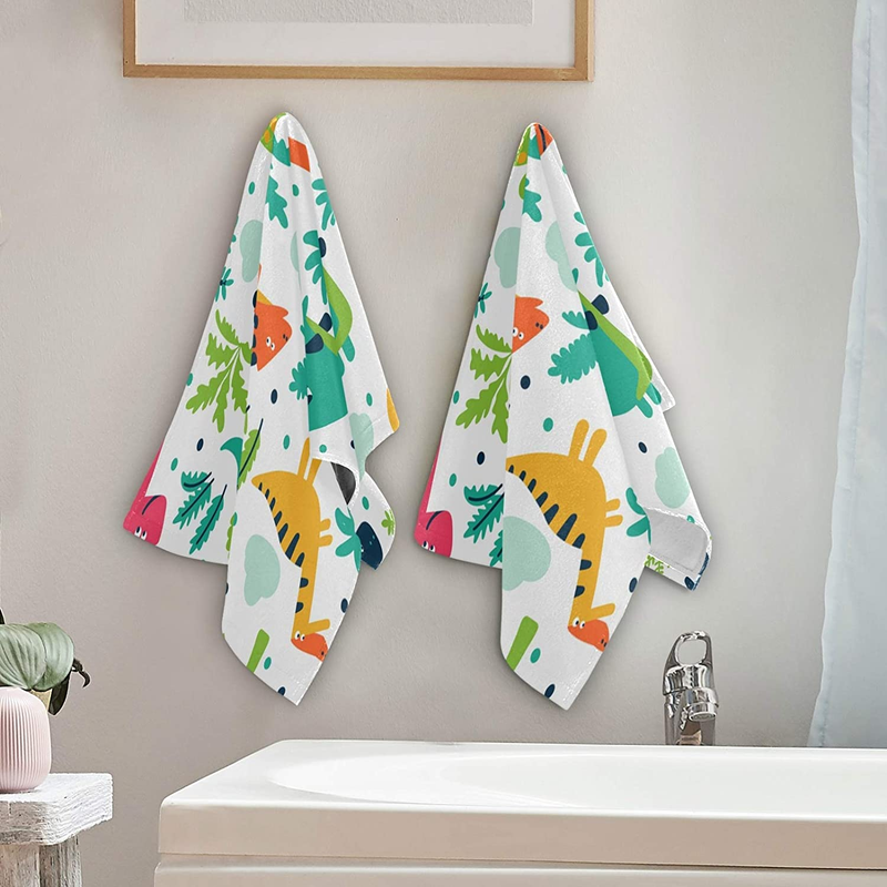 Cute Dinosaur Hand Towels Palm Dino Dragon Towel Set of 2 Forest Tree Small Bath
