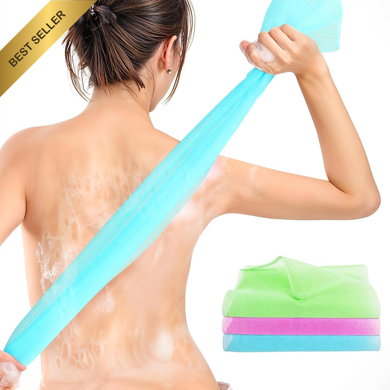 3 Pack Long Exfoliator Shower Towel Exfoliating Washcloth Back Scrubber for Show