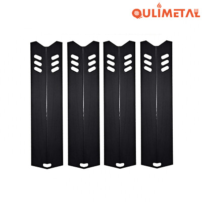 4 Pack 15''Grill Heat Plate Shield, Burner Cover, Flame Tamer Porcelain Steel