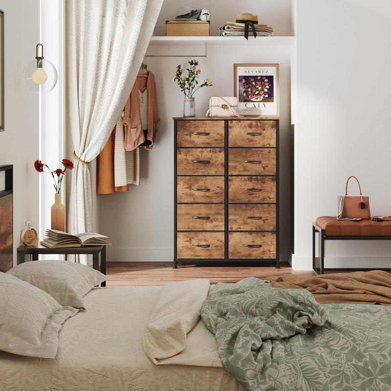 Dresser for Bedroom with 10 Drawer, Commode De Chambre, Fabric Chest of Drawers