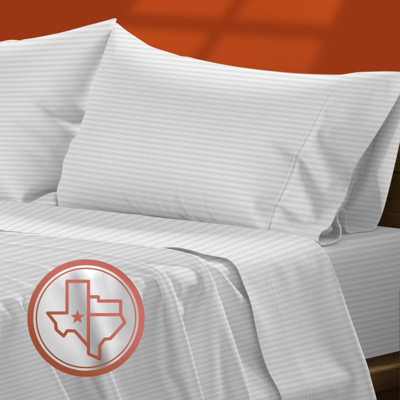 100% Egyptian Cotton Split King Stripe Sheet Set - 600 Thread Count 5 PC Damask Sheets for Adjustable Bed, Long Staple Soft Cooling Damask Sheets, Luxury Hotel Sateen Sheets - White