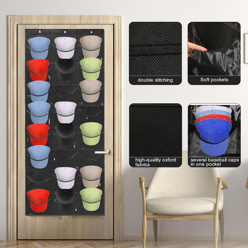 QIUKUN Hat Rack Baseball Hat Organizer Visible Hat Racks for Baseball Caps 24 Cl