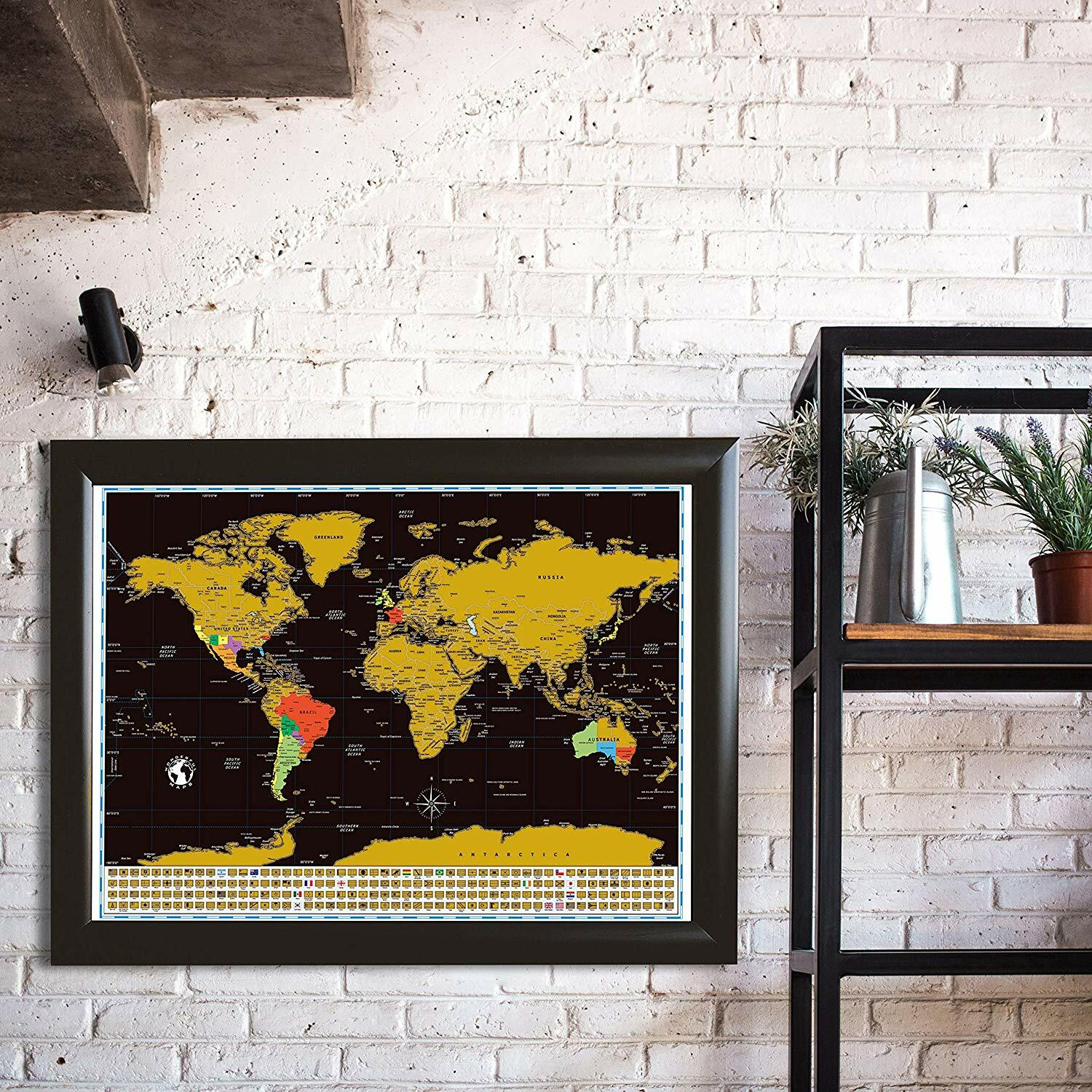 Scratch Off Map State Flags Black 24x18