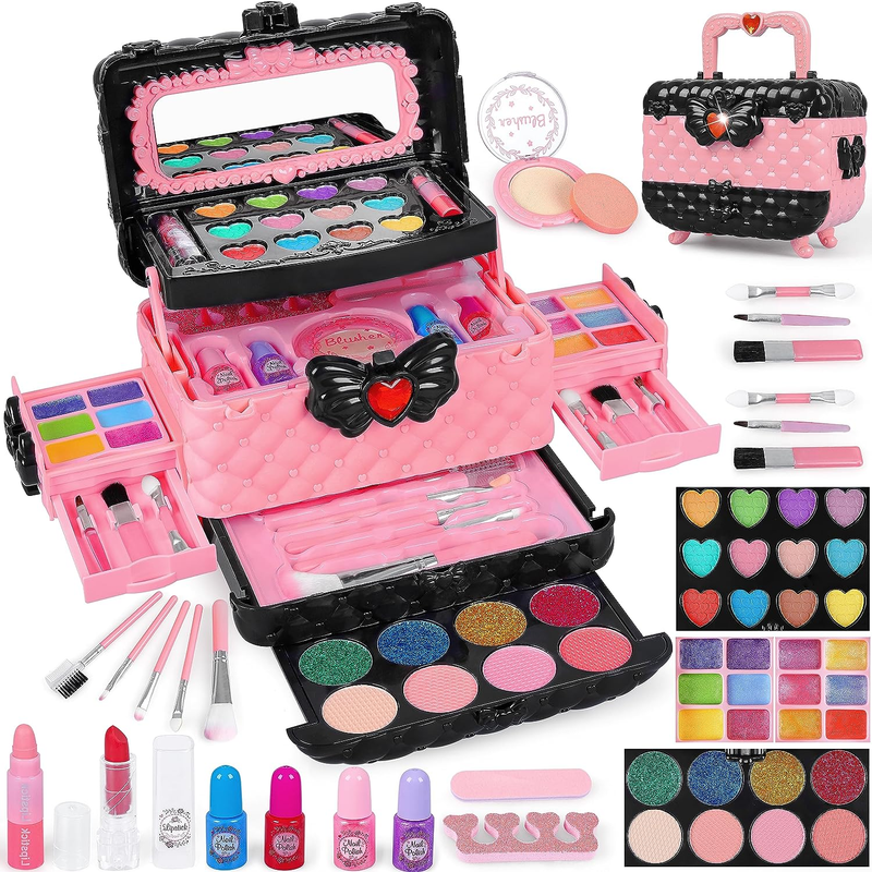 54 Pcs Kids Makeup Kit for Girls, Princess Real Washable Pre
