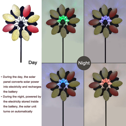 Sports Wind Sculptures & Spinners Outdoors Solar Tricolor 75in New